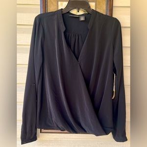 New DKNY Black Faux Wrap shirt size PM